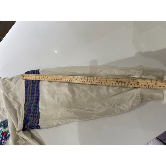 Vintage 90s Toronto BlueBay's Trench Canada sweatshirt white blue women L - Picture 11 of 12